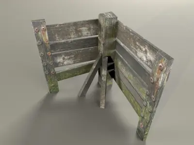 Old Wooden Fence Pack Low-poly 3D model