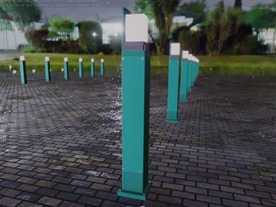 Street Light 8 Bollard 900 mm Moss Green Version 2 Low-poly 3D model