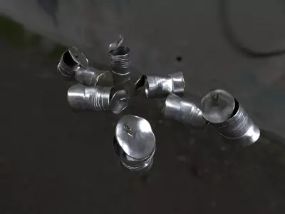 Can-squished cans in street Free 3D model