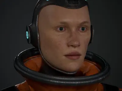 Space X Game Ready man in orange suit Low-poly 3D model