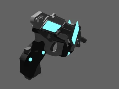 Pistol gun with lights 3D print model