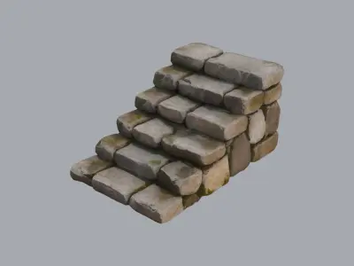 Stone staircase Low-poly 3D model order