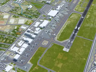 Felix Houphouet Boigny International Airport 10km Low-poly 3D model