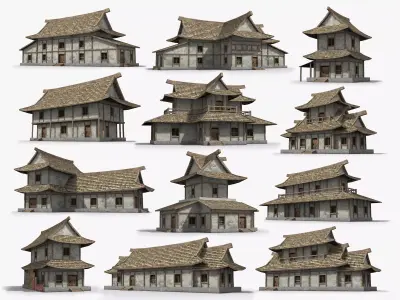 12 Ancient house Collection 3D Model Pack