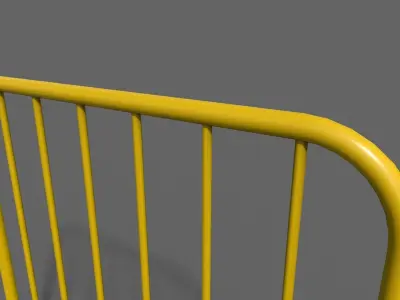PBR Pedestrian Guard Rail Yellow V2 Low-poly 3D model
