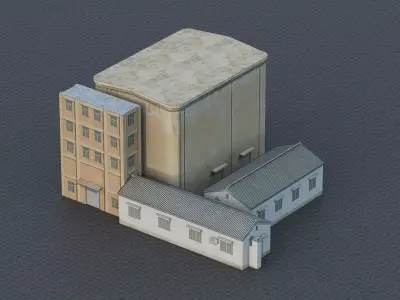 Rural industrial facility in China Low-poly 3D model