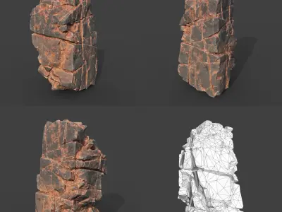 Low poly Desert Cliff Modular Rock 220101 Low-poly 3D model