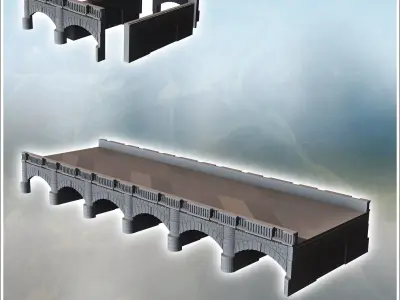 Stone bridge with side pavement and bricks 5 - Modern WW2 WW1 Wo 3D print model