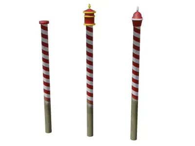 Venitian Poles - Pali Da Casada - Low poly PBR Low-poly 3D model