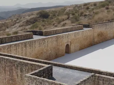 Modular Stone Walls Roman Ancient Fort Scan with LODs pack 8 Low-poly 3D model