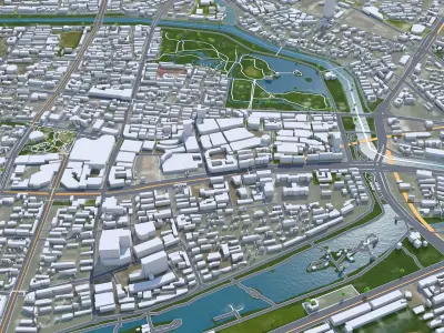 Hefei Anhui China 70km AI Low-poly 3D model