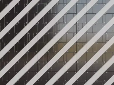 Black and White Diagonal Stripe Sci-fi Panel PBR Seamless Texture