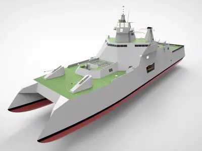 Catamaran destroyer ship 3D model