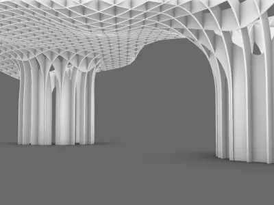 waffle architecture 3D model