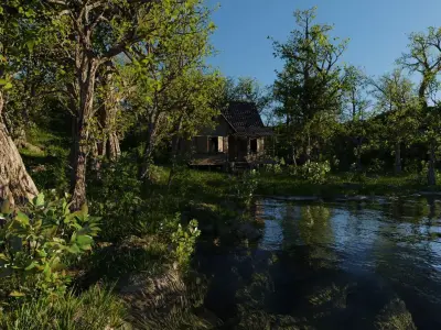 Abandoned cabin Scene 3D model