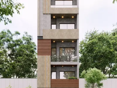 4 Storey Modern Residential Building  20 ft Front  3D model