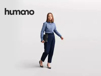 Humano business woman - walking working office street -04537-50 3D model