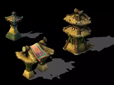 Xiqiao City - Gate - Bamboo Tower 3D model