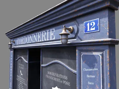 Parisian vintage storefront 3 Low-poly 3D model