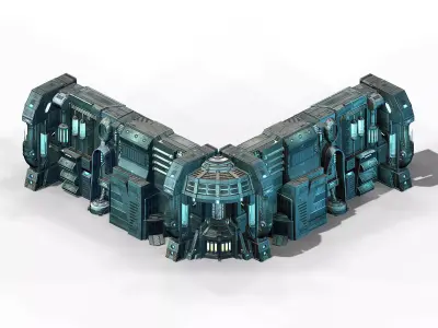 Sci Fi Building-connecting wall 08 3D model