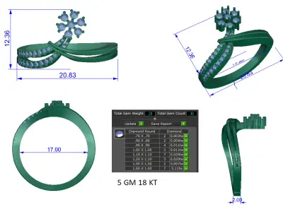 Women Ring  Render 3dm STL OBJ FBX Details 3D print model 425