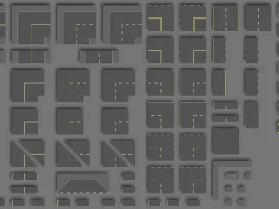 Set of roads Low-poly 3D model