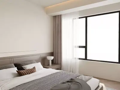 Modern Minimalist Master Bedroom 3D model