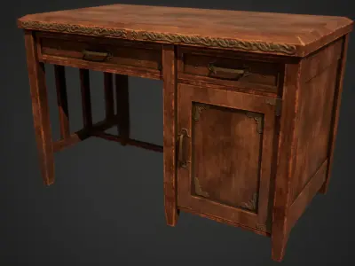 Stylized Writing Desk Low-poly 3D model