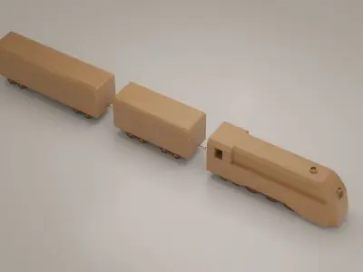 Streamlined Wooden Train with Steam Locomotive - Toy 3D model