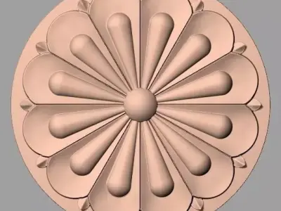 Furniture decoration round flower 3D STL model for CNC E937 3D model