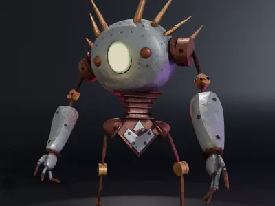 Barbed Beast Bot Low-poly 3D model