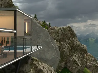 Modern Villa Cliff House 3D model