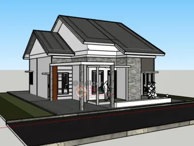 House 8x12m code 421 - Sketchup 3D model