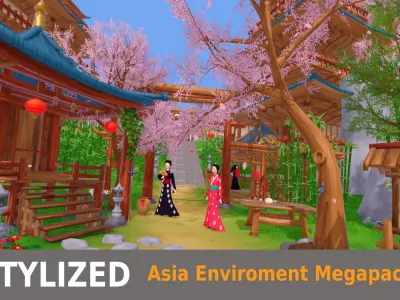 Stylized Asia Enviroment Megapack - Unity URP Low-poly 3D model