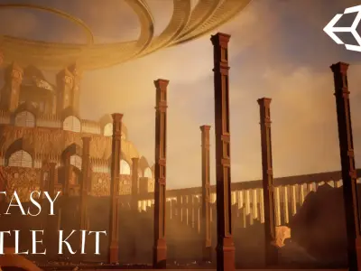 Fantasy Ancient Castle Modular Kit 3D Kitbash Environment Low-poly 3D model