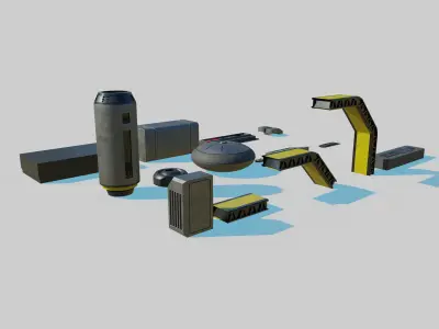 Cyberpunk Kitbash Low-poly 3D model