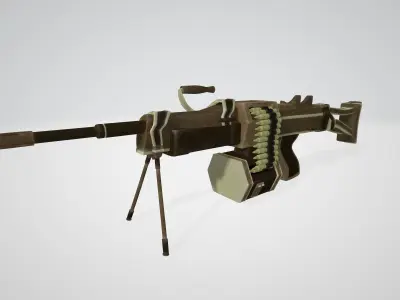 Sci-Fi Negev - Desert - -Machine Gun - Weaponry Low-poly 3D model