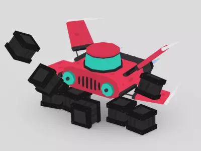 Low poly stylized Spaceship Low-poly 3D model