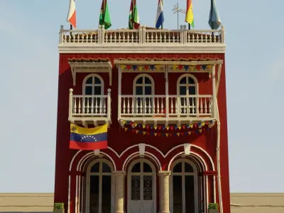 SOUTH AMERICAN BUILDING 003 Low-poly 3D model