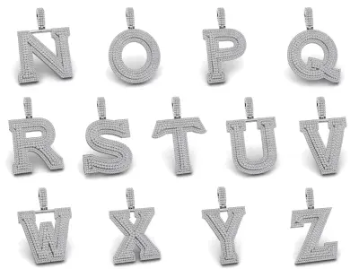 A to Z Collection-1 diamond letter b pendant 3D Model Pack