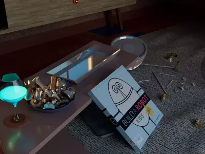 Stylized Futuristic Robot Living Room - Fully Textured Low-poly 3D model