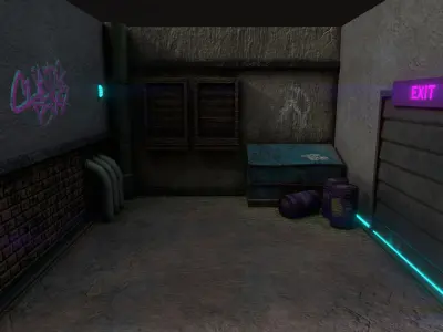 Back Alley Backdrop - Neon Cyberpunk Scenery - Full Perm Low-poly 3D model