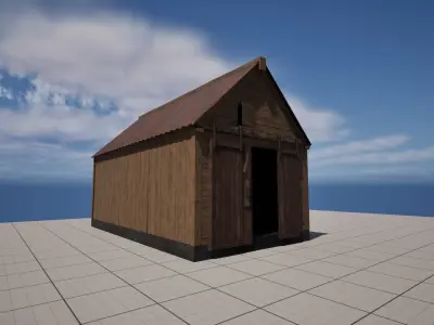 Wooden shack Low-poly 3D model