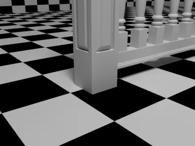 Exterior Railing - White Vinyl - Style 11 3D model