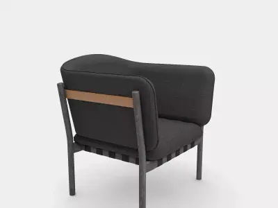 Armchair with fabric and wooden frame 3D model