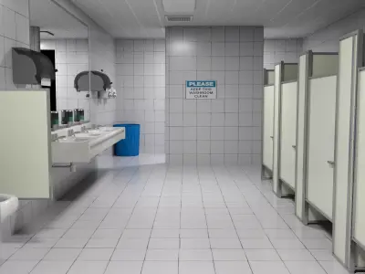 Classic Public Bathroom Low-poly 3D model