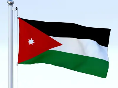 Animated Jordan Flag Low-poly 3D model