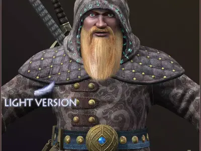 Dwarf Wizard Light Version Low-poly 3D model