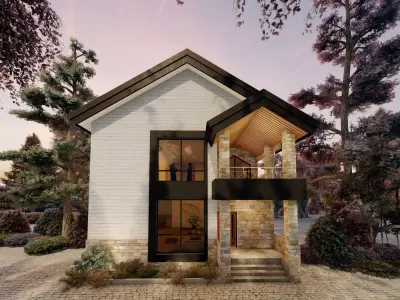 Modern Duplex Villa with Pool 340 SQM  full package 3D model