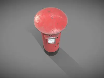 UK post box PBR Low-poly 3D model